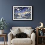 Quadro Carta Tarot Gatos A Estrela - 50x70 Cm