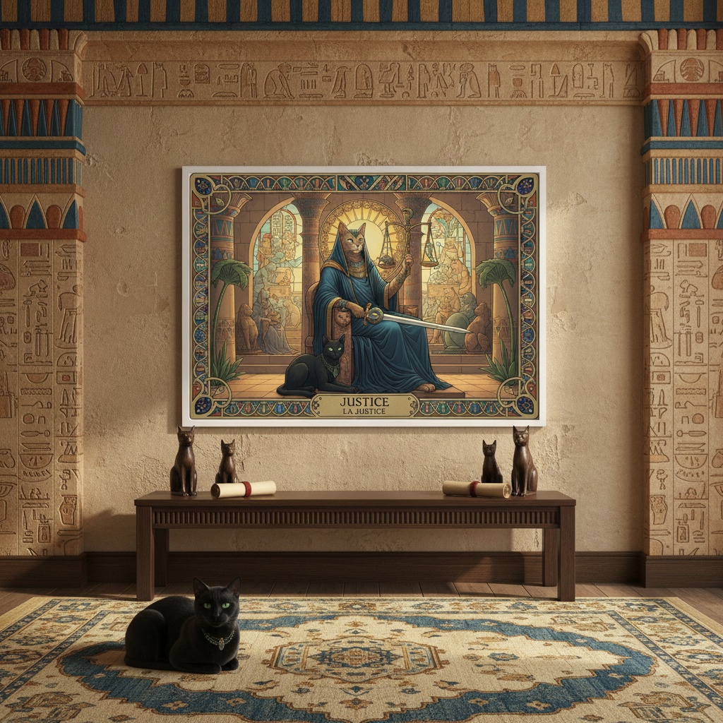 Quadro Carta Tarot Gatos A Justiça - 50x70 Cm
