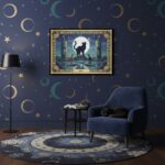 Quadro Carta Tarot Gatos A Lua - 50x70 Cm