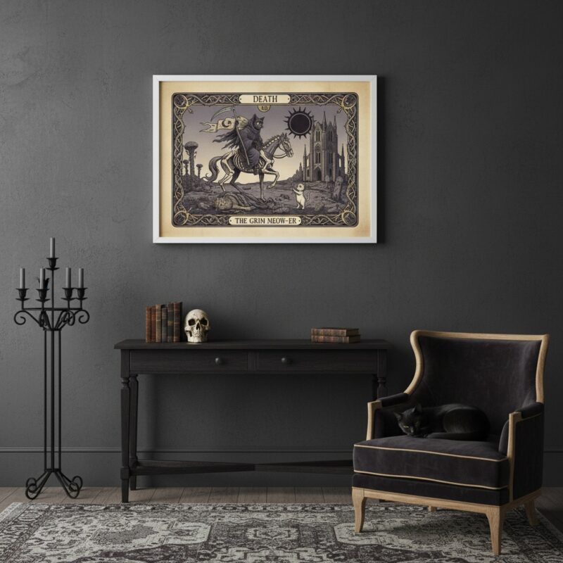 Quadro Carta Tarot Gatos A Morte - 50x70 Cm