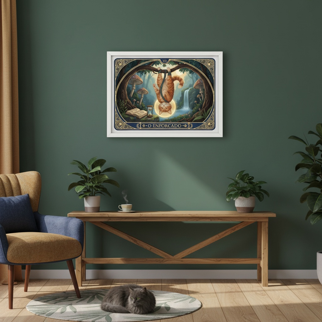 Quadro Carta Tarot Gatos O Enforcado - 50x70 Cm