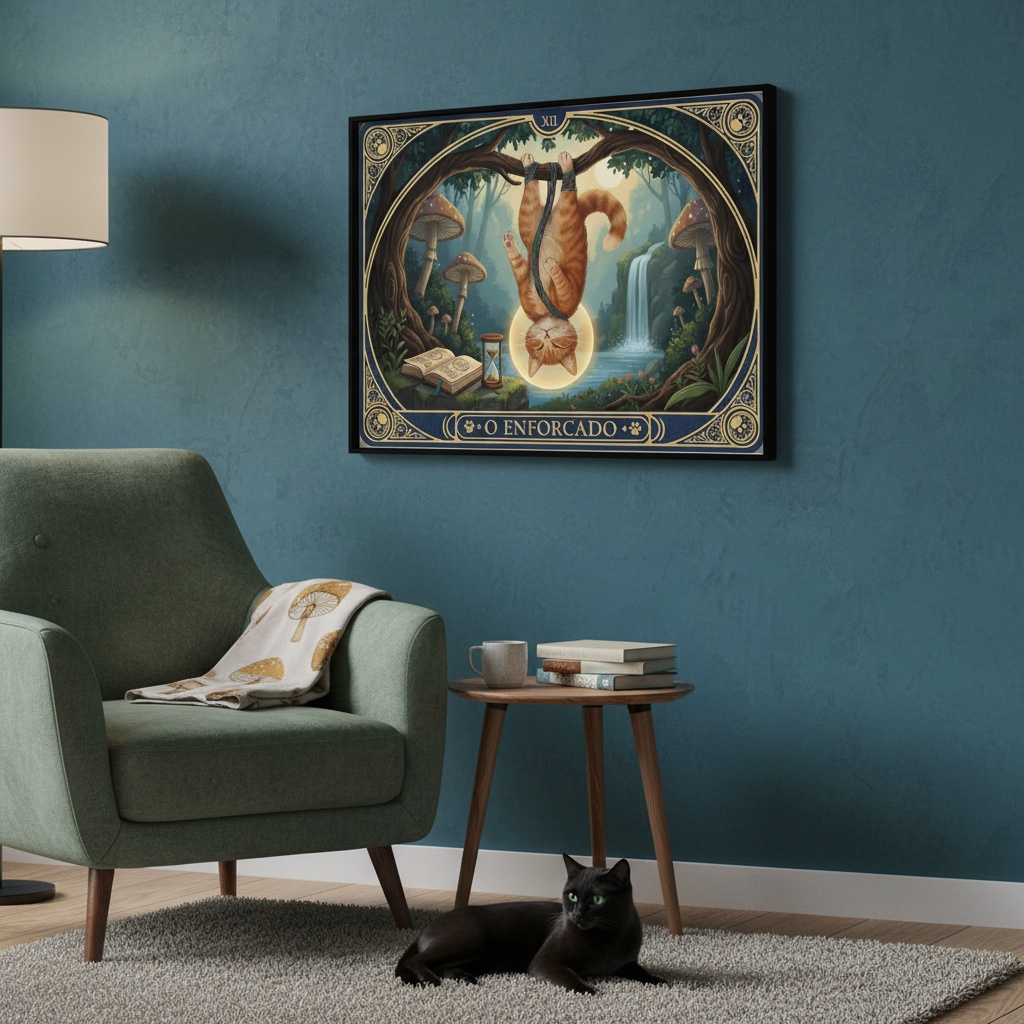 Quadro Carta Tarot Gatos O Enforcado - 50x70 Cm