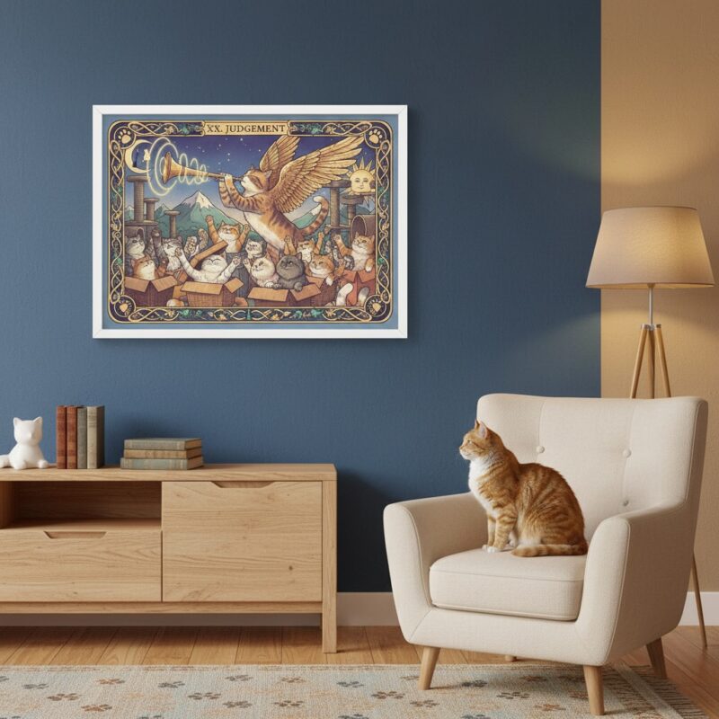 Quadro Carta Tarot Gatos O Julgamento - 50x70 Cm