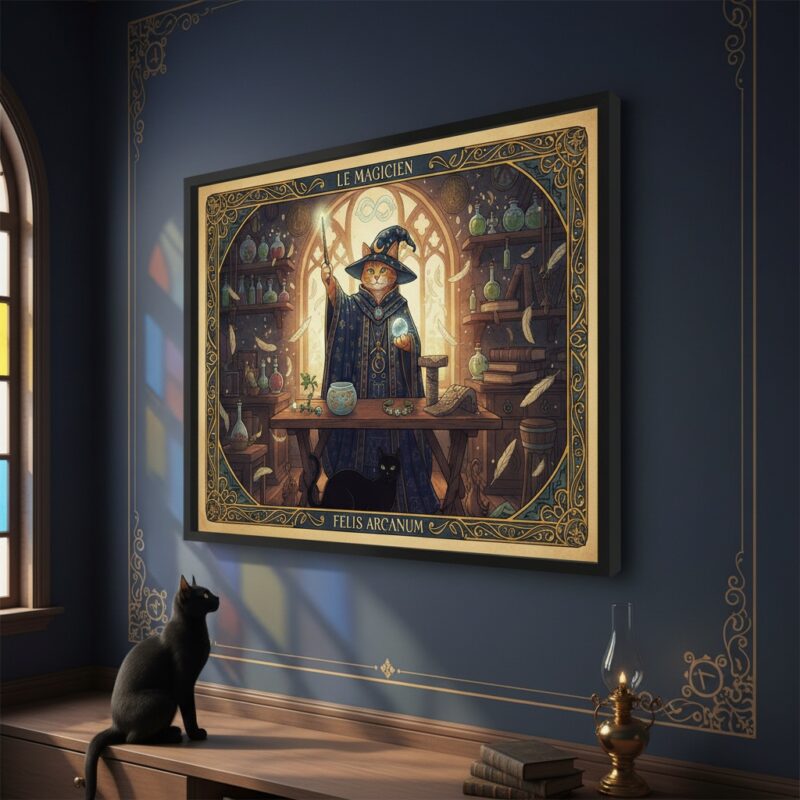 Quadro Carta Tarot Gatos O Mago - 50x70 Cm