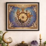 Quadro Carta Tarot Gatos - Roda da Fortuna