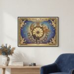 Quadro Carta Tarot Gatos Roda da Fortuna - 50x70 cm