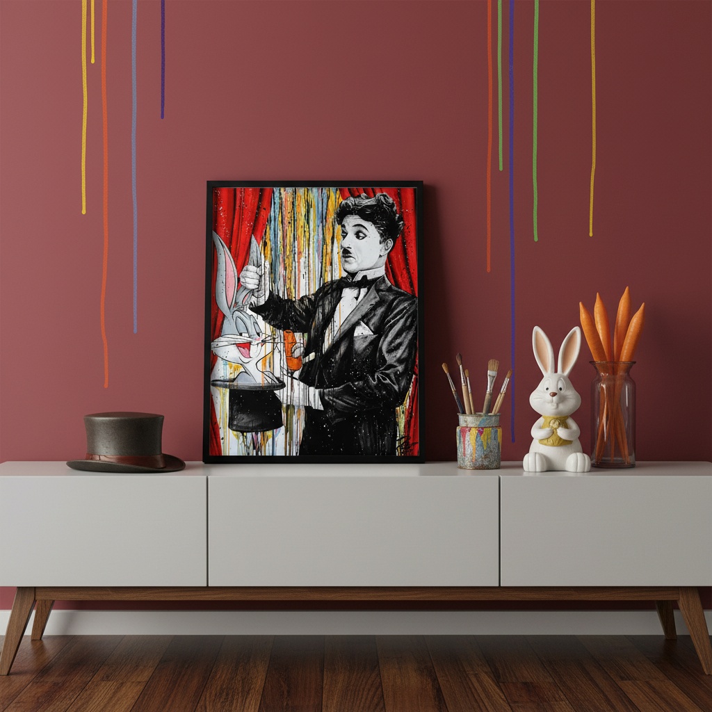 Quadro Charlie Chaplin Fazendo Mágica