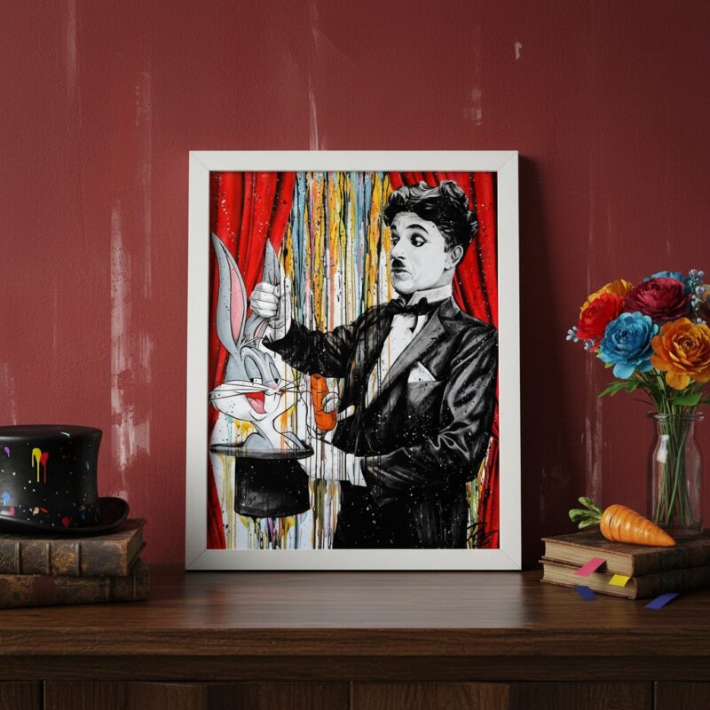 Quadro Charlie Chaplin Fazendo Mágica
