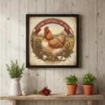 Quadro Country Cozinha Temperada Com Amor - 33x33 Cm