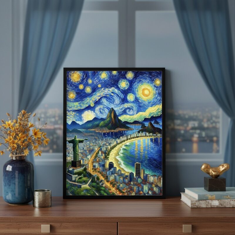 Quadro Decorativo Rio de Janeiro Estilo Van Gogh