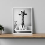 Quadro Divertido Banheiro Dona Girafa