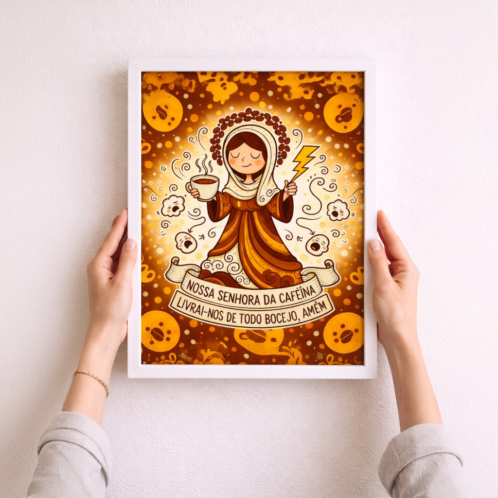 Quadro Divertido Cantinho do Café Nossa Senhora Cafeína