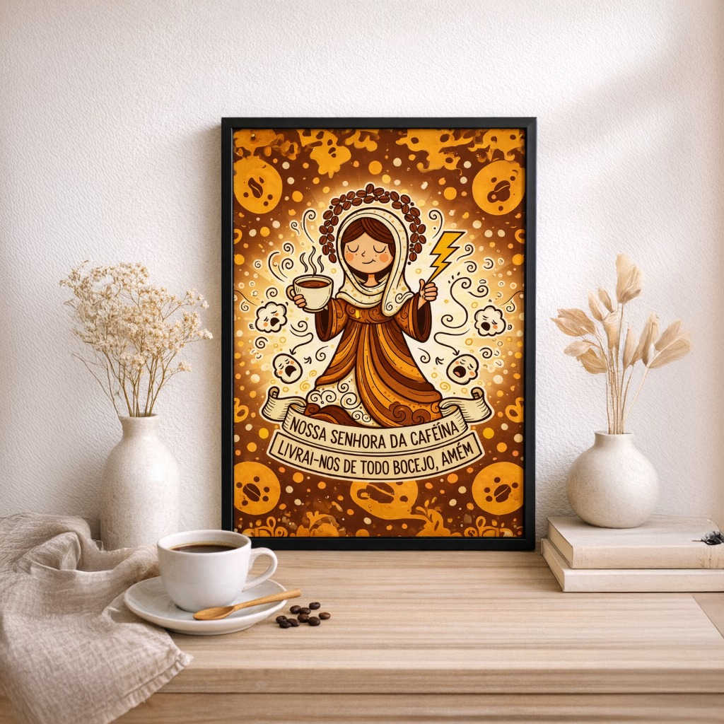 Quadro Divertido Cantinho do Café Nossa Senhora Cafeína