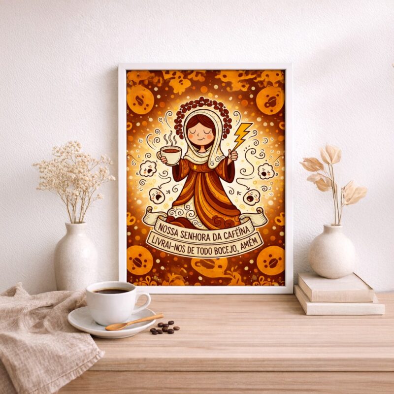 Quadro Divertido Cantinho do Café Nossa Senhora Cafeína