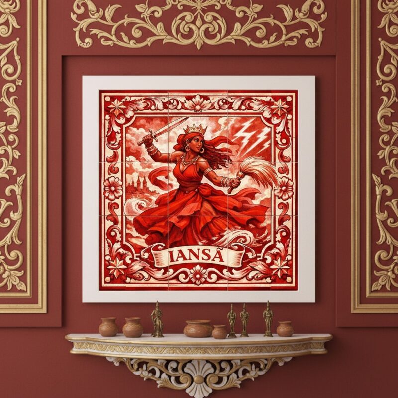 Quadro Estilo Azulejo Iansã - 33x33 Cm