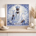 Quadro Estilo Azulejo Oxalá - 33x33 Cm