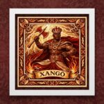 Quadro Estilo Azulejo Xangô - 33x33 Cm