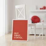 Quadro Minimalista But First Coffee Vermelho
