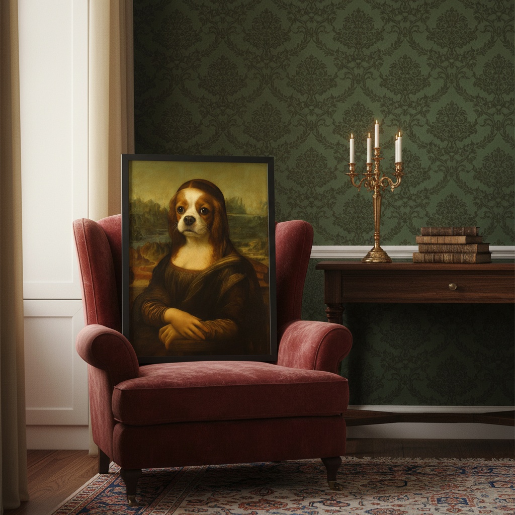 Quadro Mona Lisa Cavalier king Charles spaniel