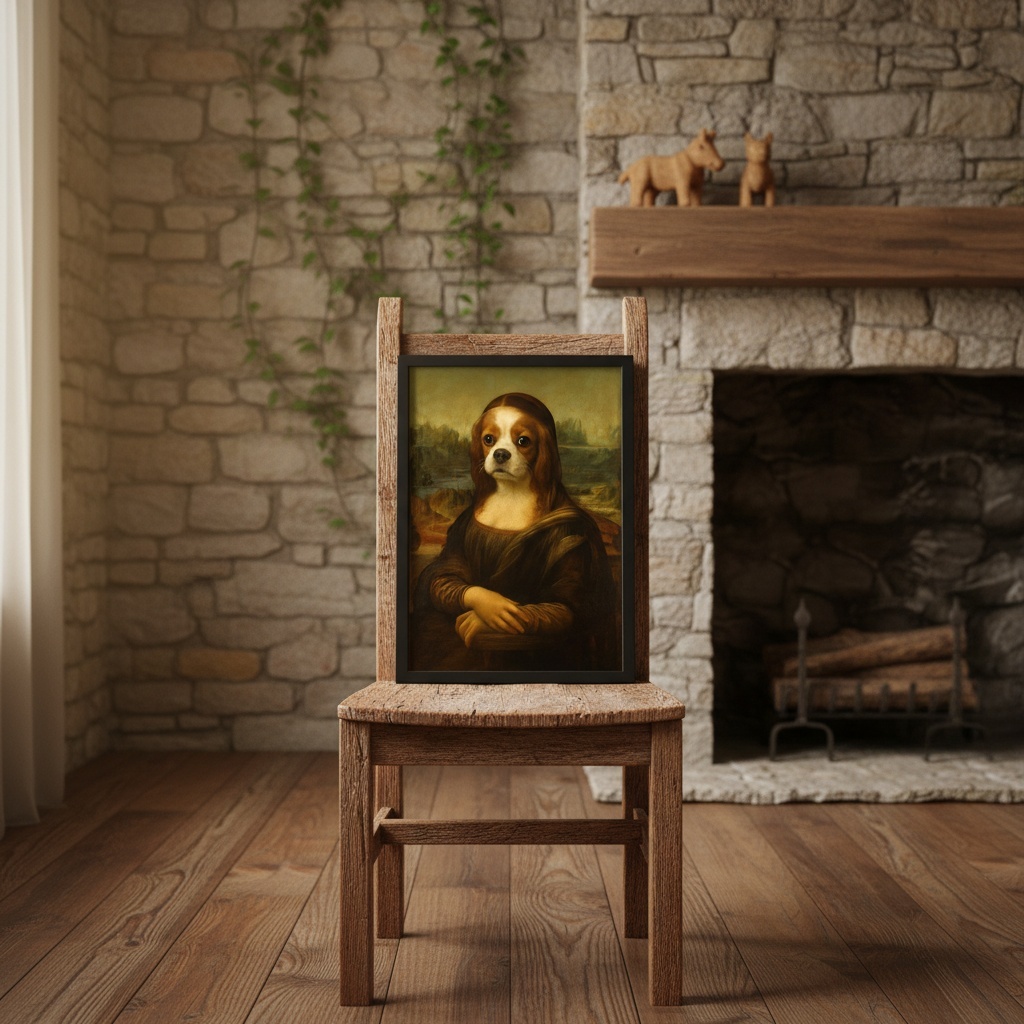 Quadro Mona Lisa Cavalier king Charles spaniel