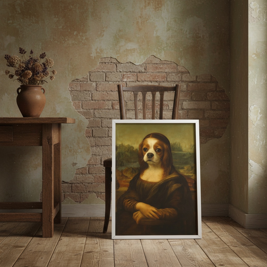 Quadro Mona Lisa Cavalier king Charles spaniel