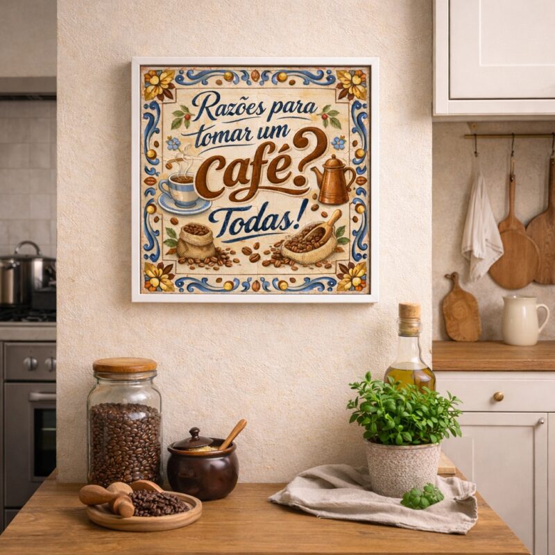 Quadro Razões Para Tomar Um Café - 33x33 Cm