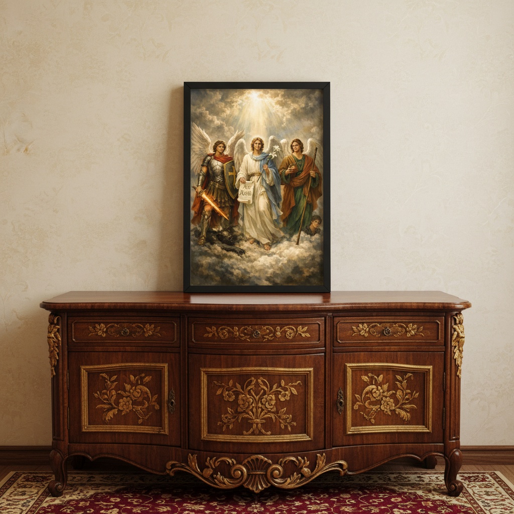 Quadro Trio Arcanjos - Miguel - Rafael - Gabriel