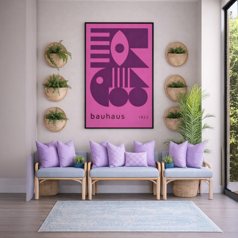 Quadro Canvas Bauhaus Design Élégant Rosa