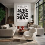 Quadro Canvas Matisse Coral Preto
