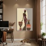 Quadro Decorativo Africana Estilizada - 70x50cm