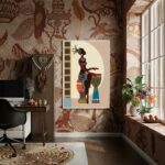 Quadro Decorativo Africana Tocando Tambor - 70x50cm