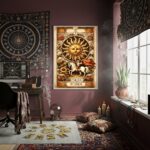 Quadro Decorativo Arte Carta De Tarot Do Sol - 70x50cm
