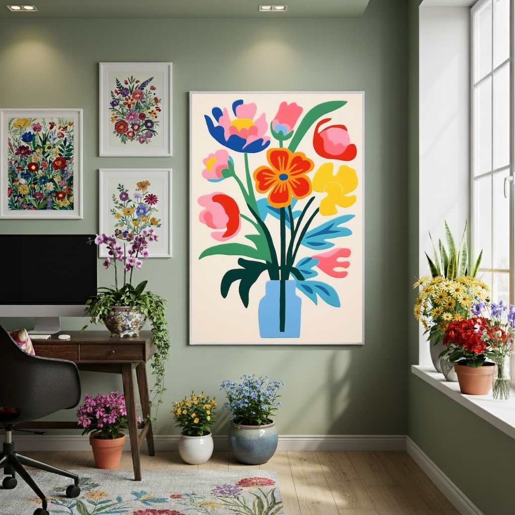 Quadro Decorativo Arte Digital Flores - 70x50cm