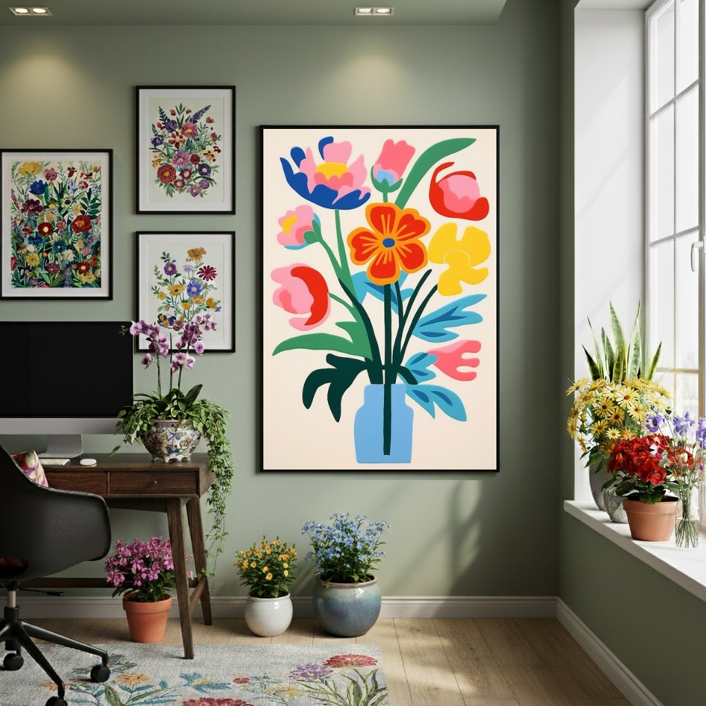 Quadro Decorativo Arte Digital Flores - 70x50cm