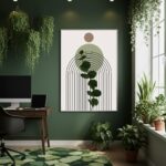 Quadro Decorativo Arte Folhas Verde - 70x50cm