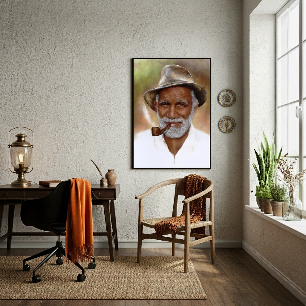 Quadro Decorativo Arte Preto Velho - 70x50cm