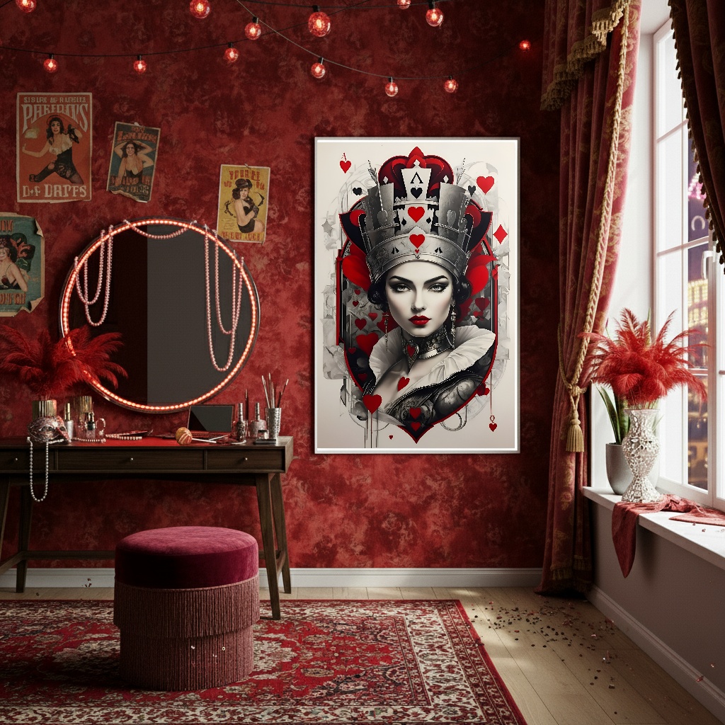Quadro Decorativo Arte Rainha De Copas - 70x50cm