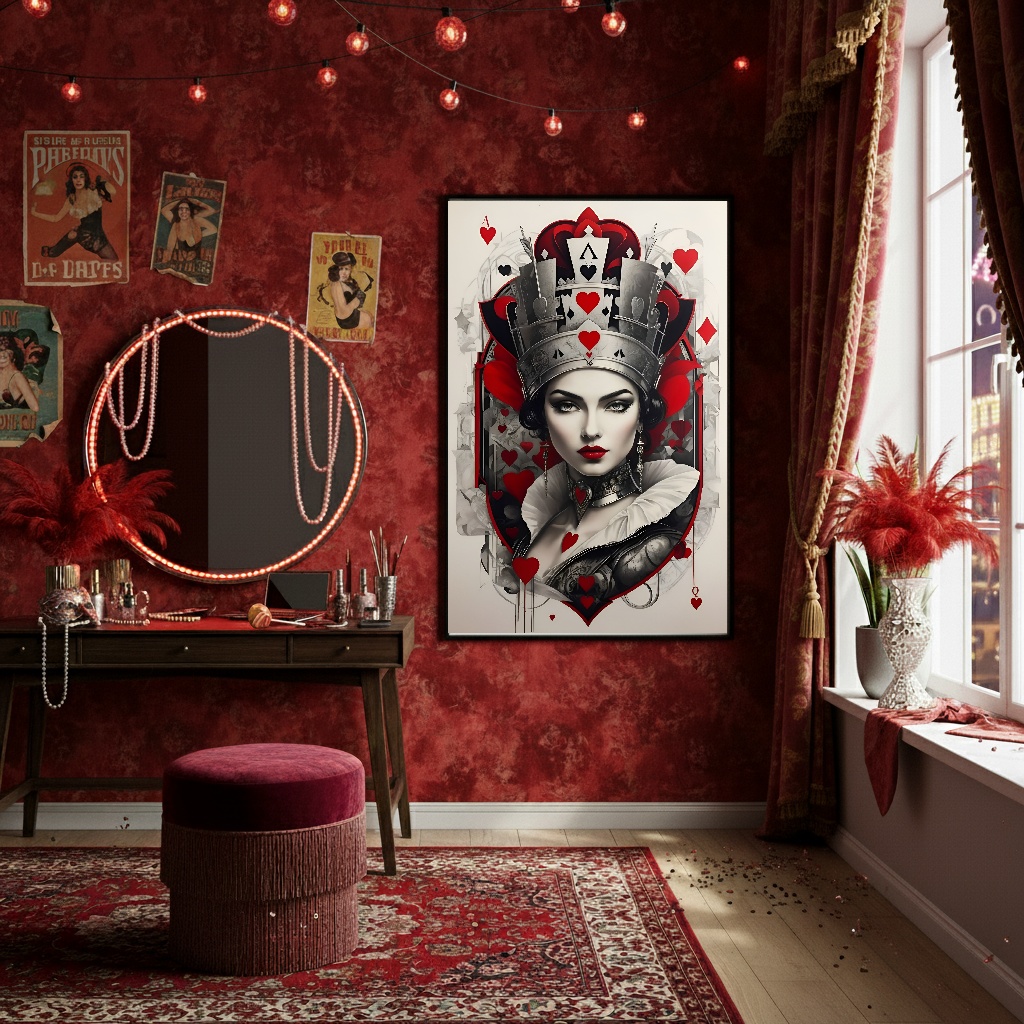 Quadro Decorativo Arte Rainha De Copas - 70x50cm