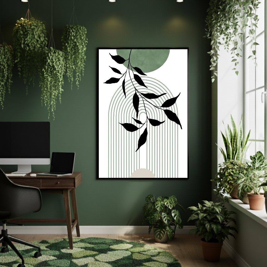 Quadro Decorativo Arte Ramos Arco Verde - 70x50cm