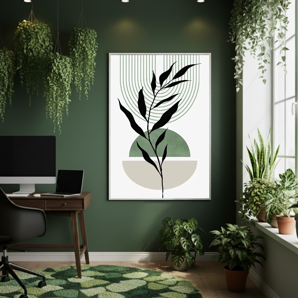 Quadro Decorativo Arte Ramos Verde - 70x50cm