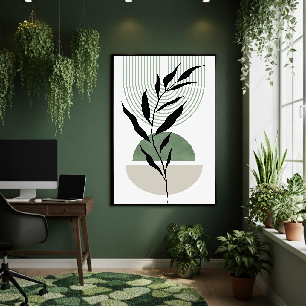 Quadro Decorativo Arte Ramos Verde - 70x50cm