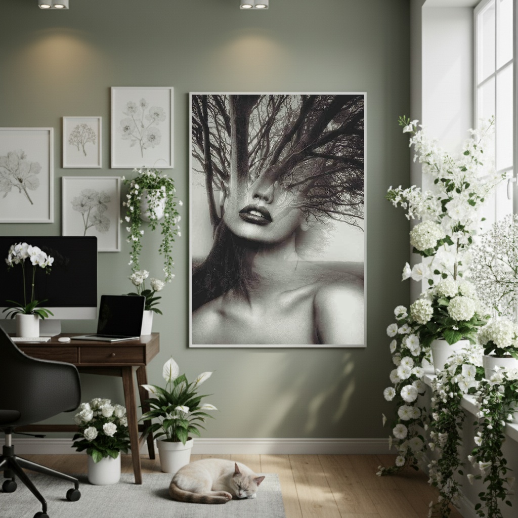 Quadro Decorativo Árvore De Inverno - 70x50cm