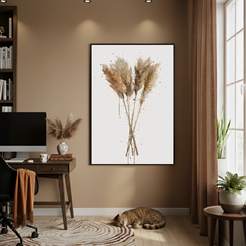 Quadro Decorativo Capim Dos Pampas - 70x50cm