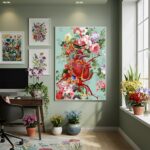 Quadro Decorativo Colagem Corpo Florido - 70x50cm