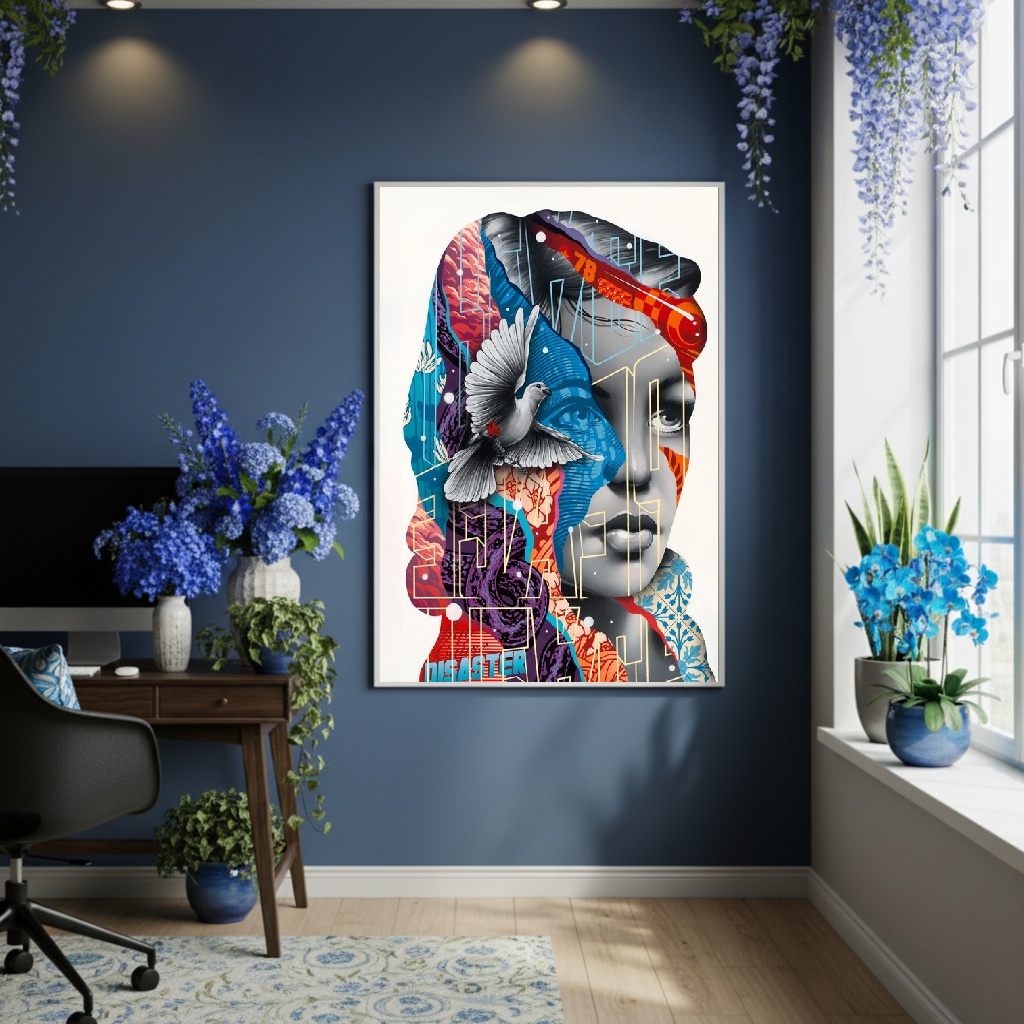 Quadro Decorativo Colagem De Mulher - 70x50cm