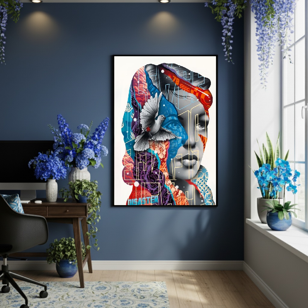 Quadro Decorativo Colagem De Mulher - 70x50cm