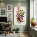 Quadro Decorativo Coração De Flores - 70x50cm