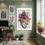 Quadro Decorativo Coração Humano De Flores - 70x50cm