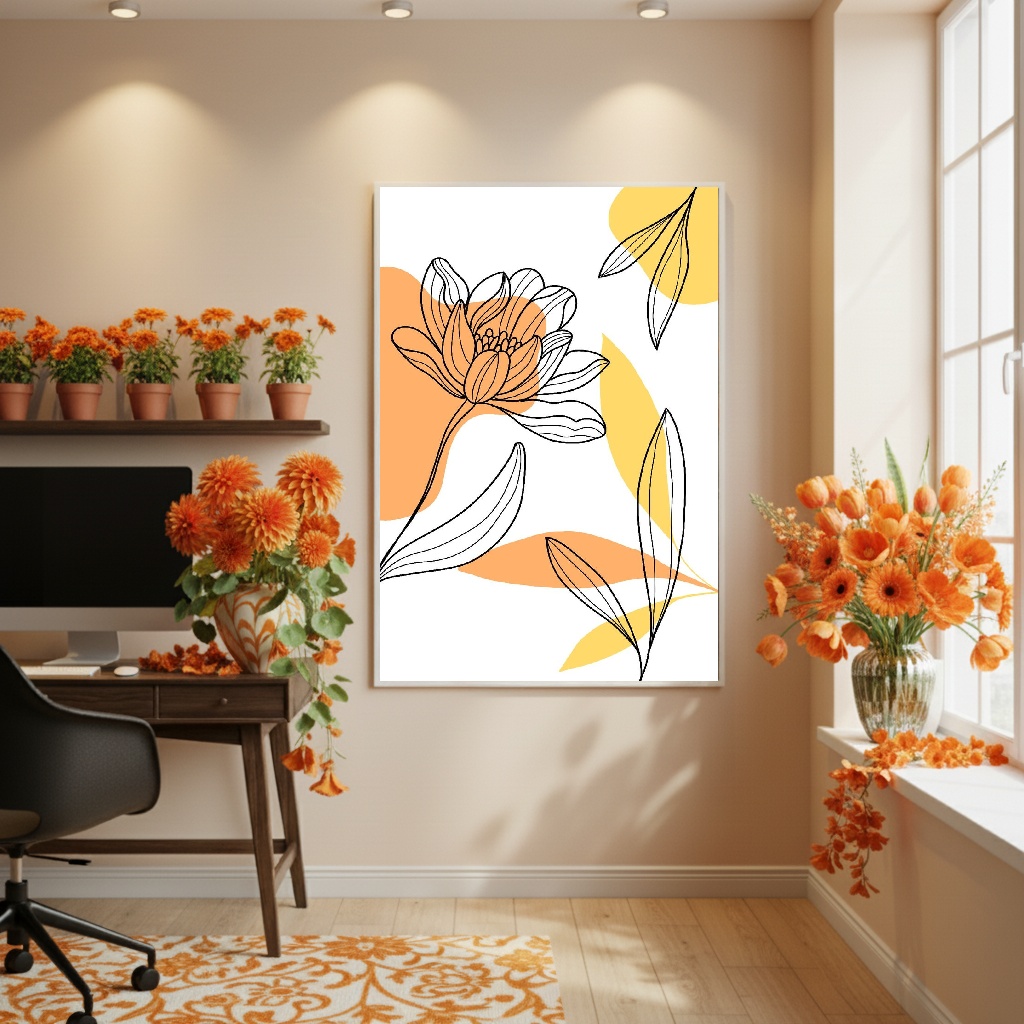 Quadro Decorativo Desenho De Planta - 70x50cm