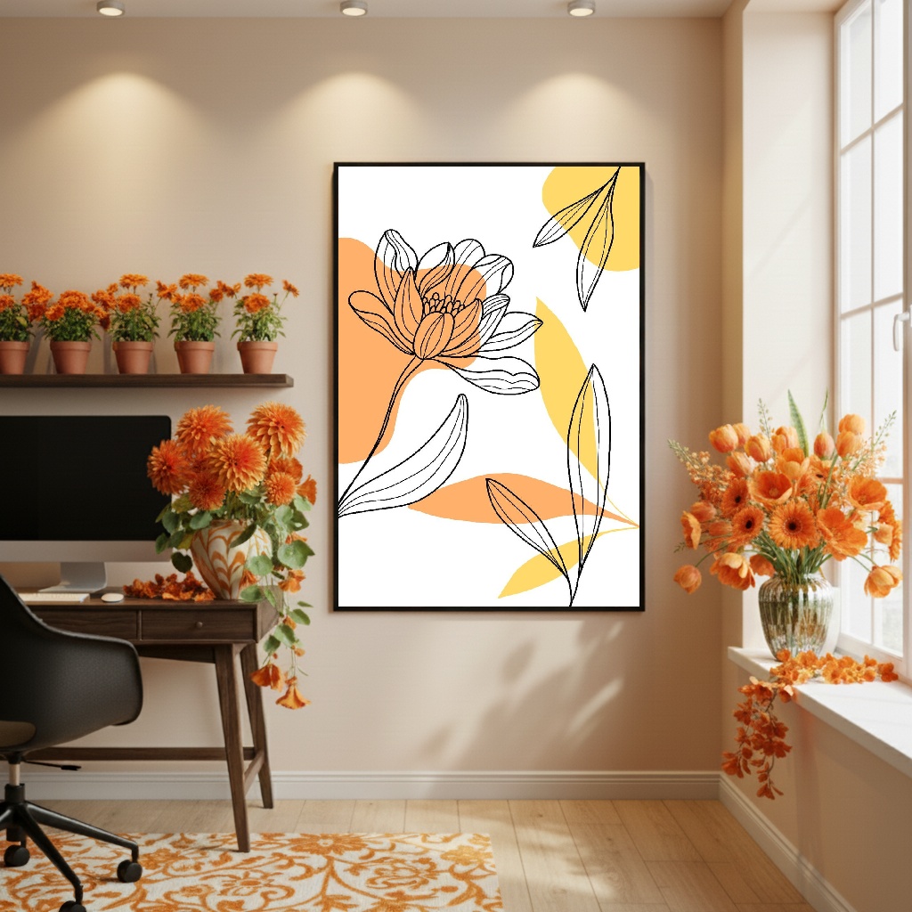 Quadro Decorativo Desenho De Planta - 70x50cm